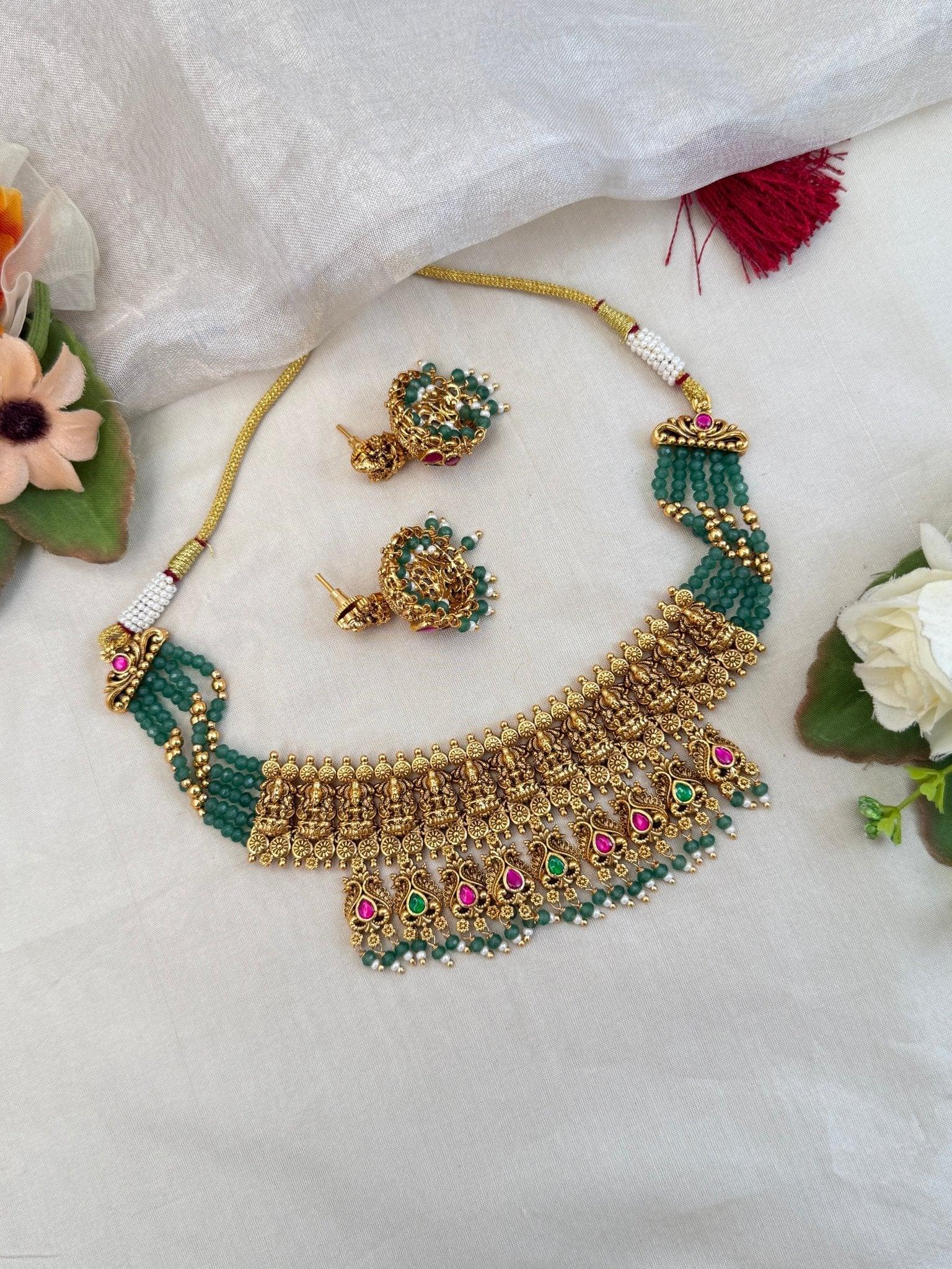 Luxurious Antique Short Layer Necklace Set 895 - Mahilas