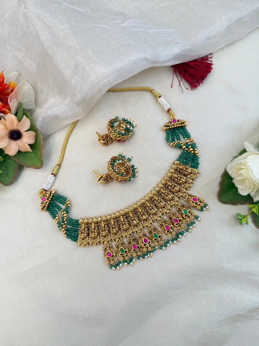 Luxurious Antique Short Layer Necklace Set 895 - Mahilas