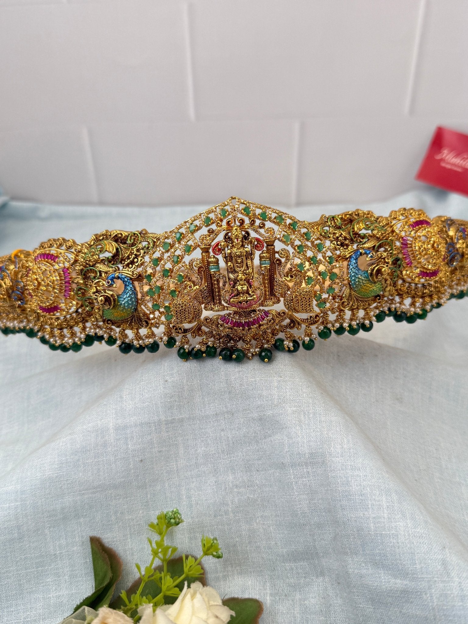 Luxurious Antique Srinivasa Lakshmi Hand Paint Vaddanam Kamarbandh 7256 - Mahilas