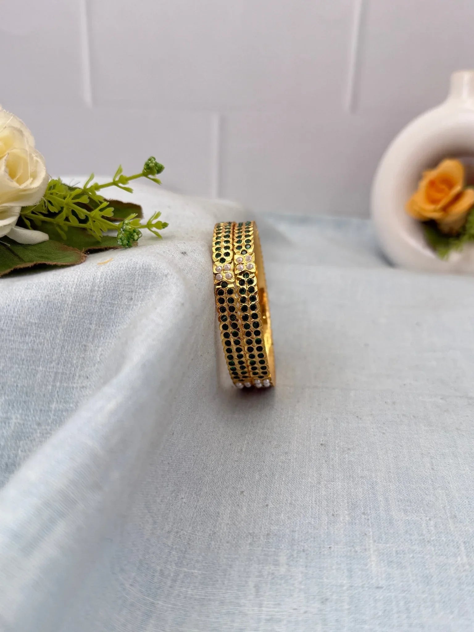 Luxurious Antique Stone Bangles 7056 - 5 Colors - Mahilas