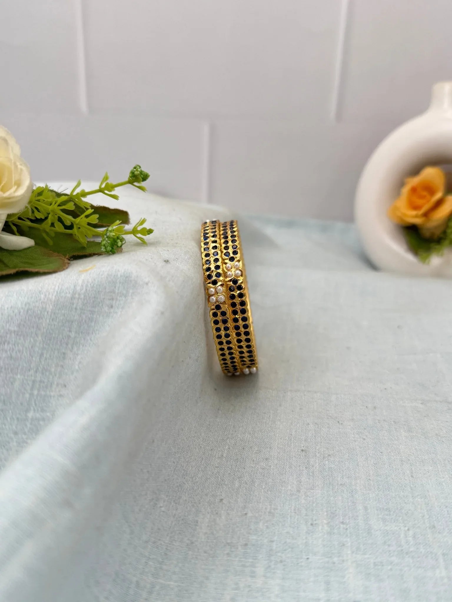 Luxurious Antique Stone Bangles 7056 - 5 Colors - Mahilas