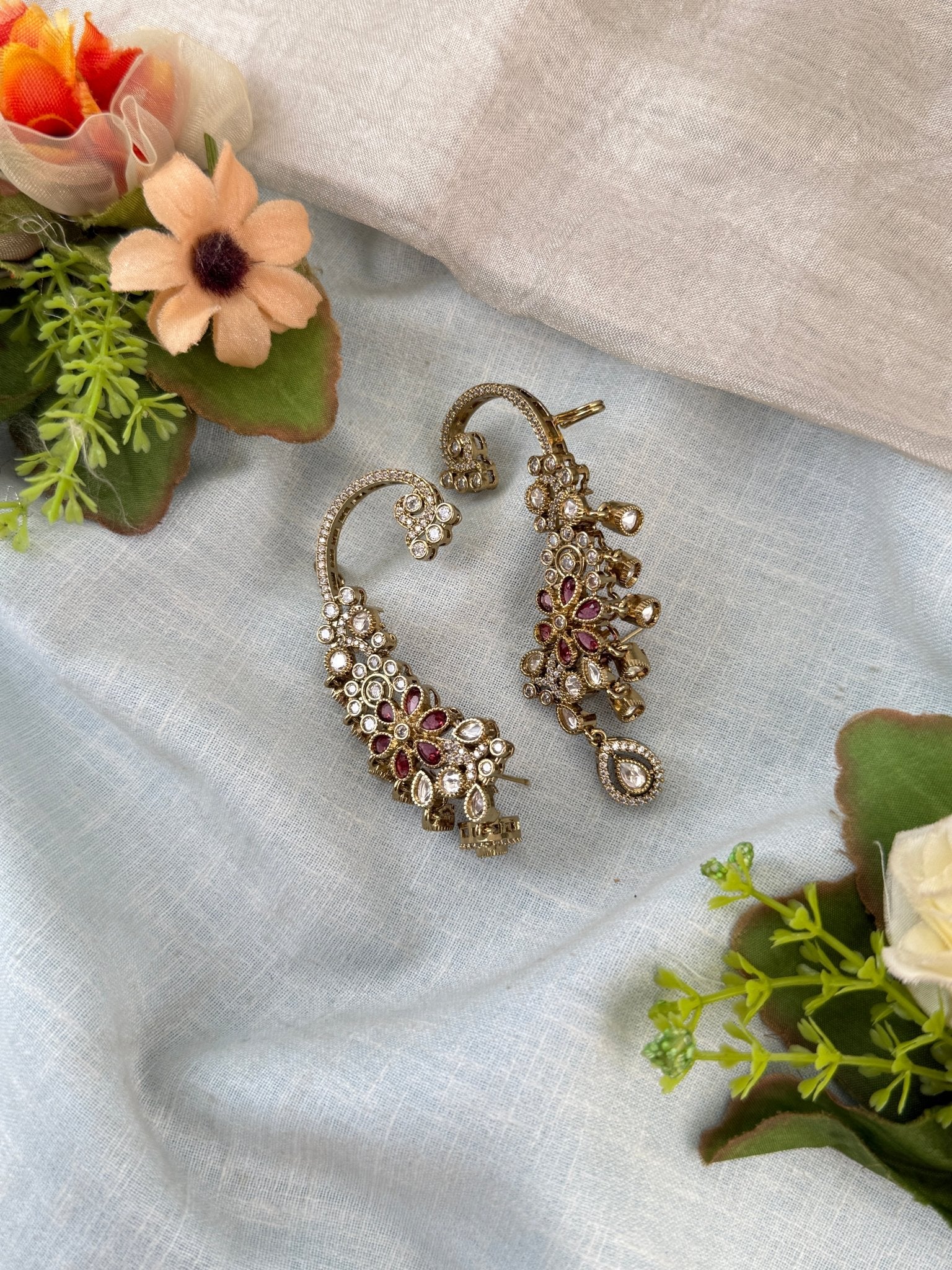 Luxurious Antique Stone Earcuff Earrings 1166 - Mahilas