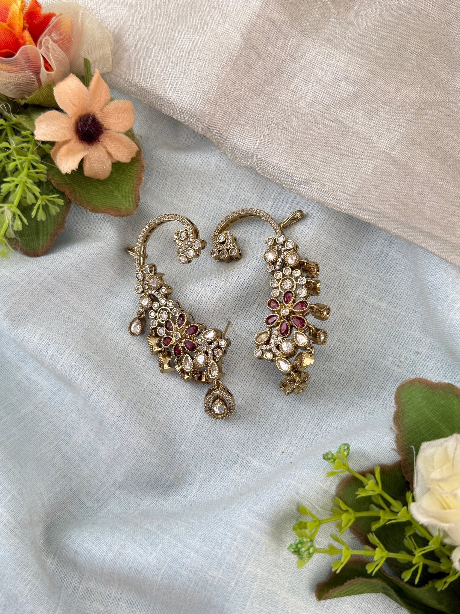 Luxurious Antique Stone Earcuff Earrings 1167 - Mahilas