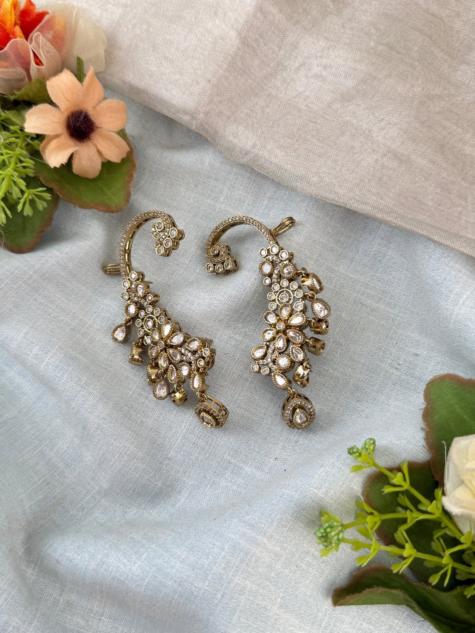 Luxurious Antique Stone Earcuff Earrings 1168 - Mahilas