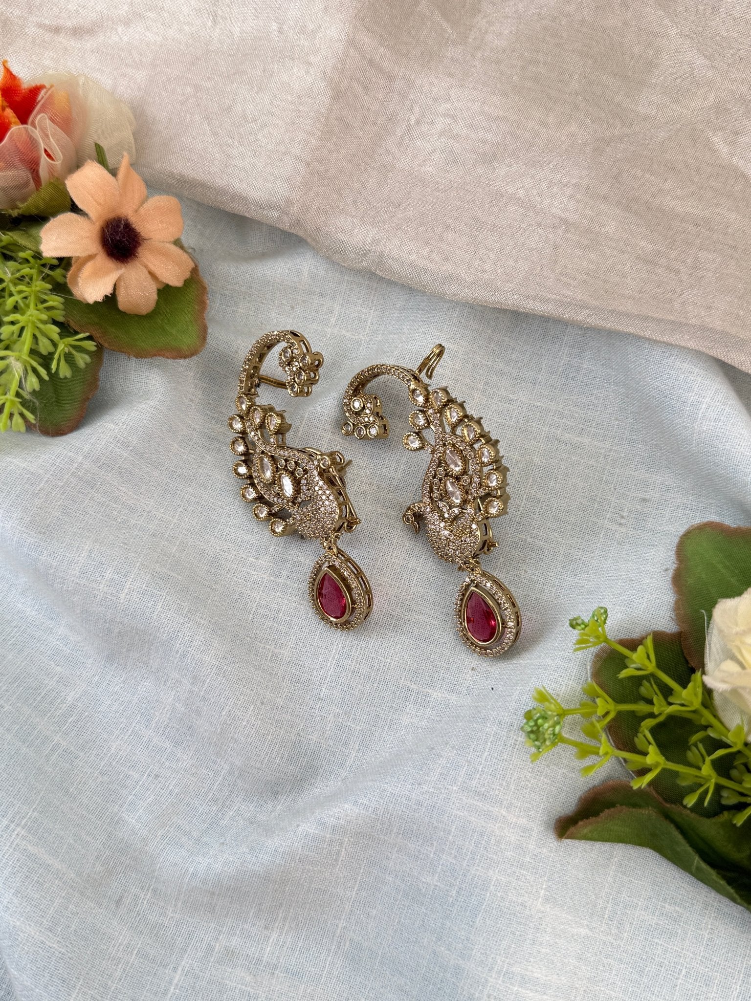 Luxurious Antique Stone Earcuff Earrings 1169 - Mahilas