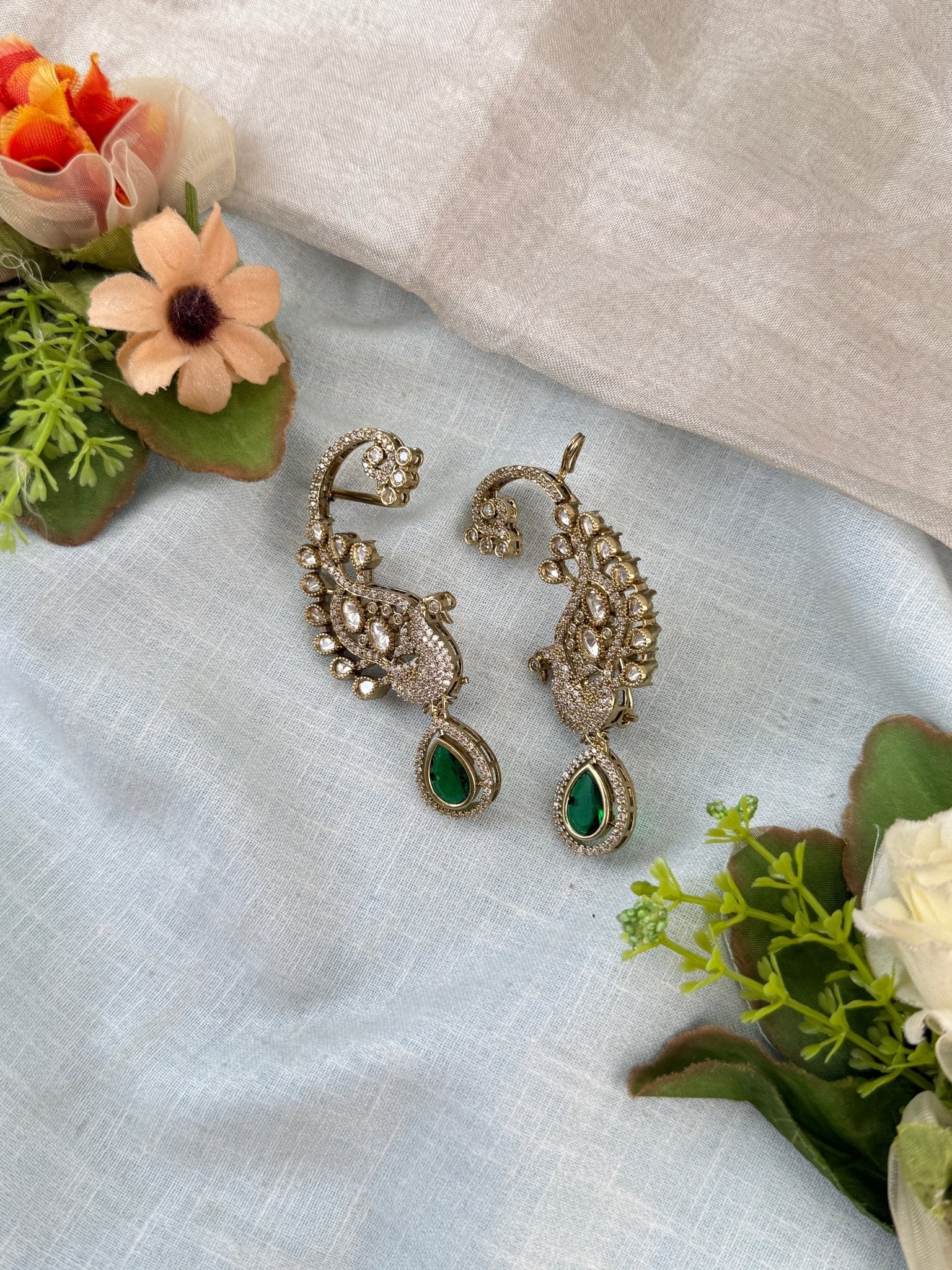 Luxurious Antique Stone Earcuff Earrings 1170 - Mahilas
