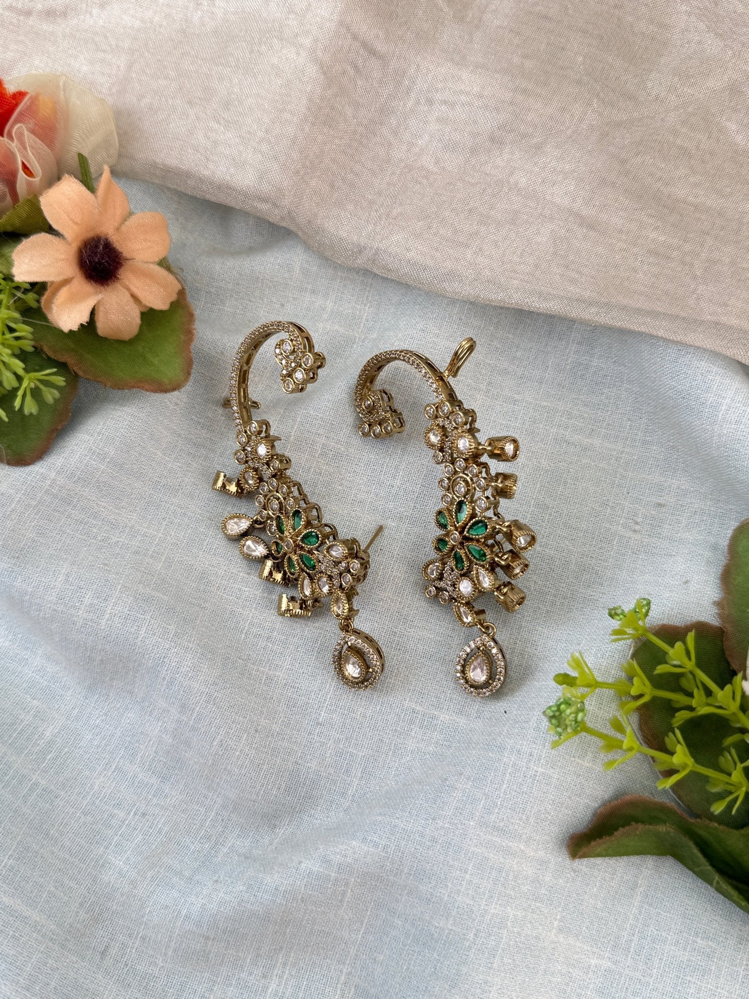 Luxurious Antique Stone Earcuff Earrings 1171 - Mahilas