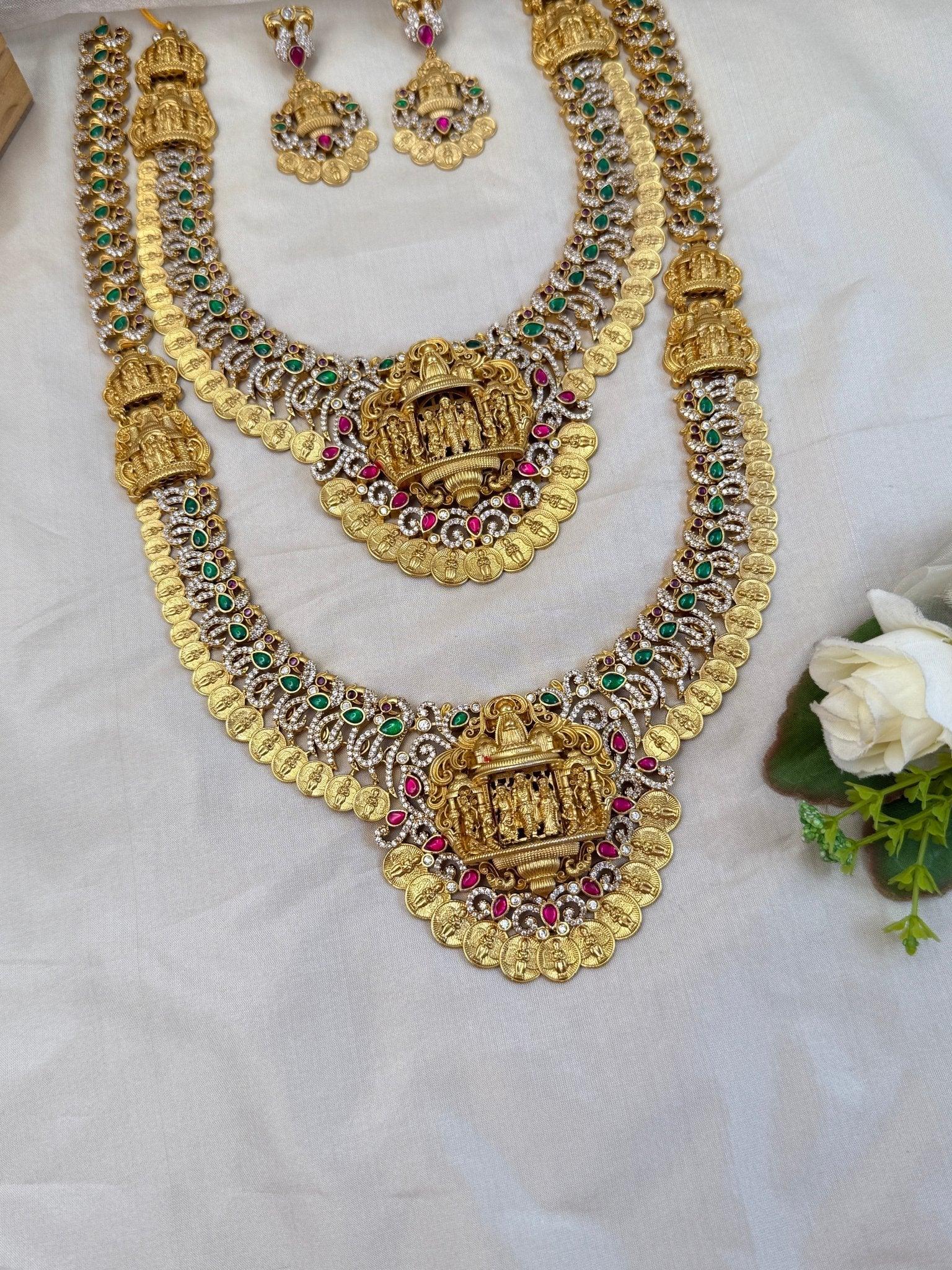 Luxurious Antique Stone Ram Parivar Necklace Set 941 - Mahilas