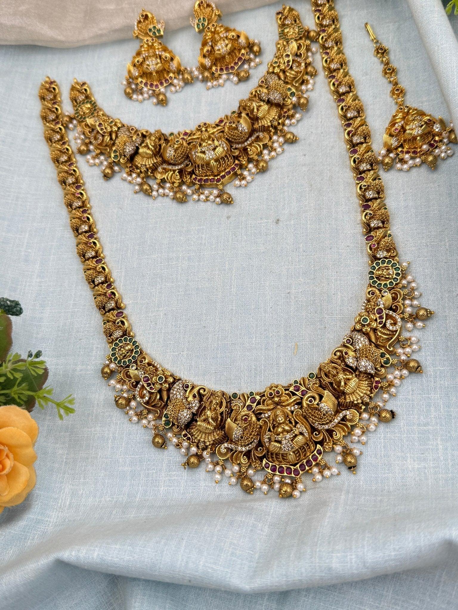 Luxurious Antique Temple Full Necklace Set 986 - Mahilas