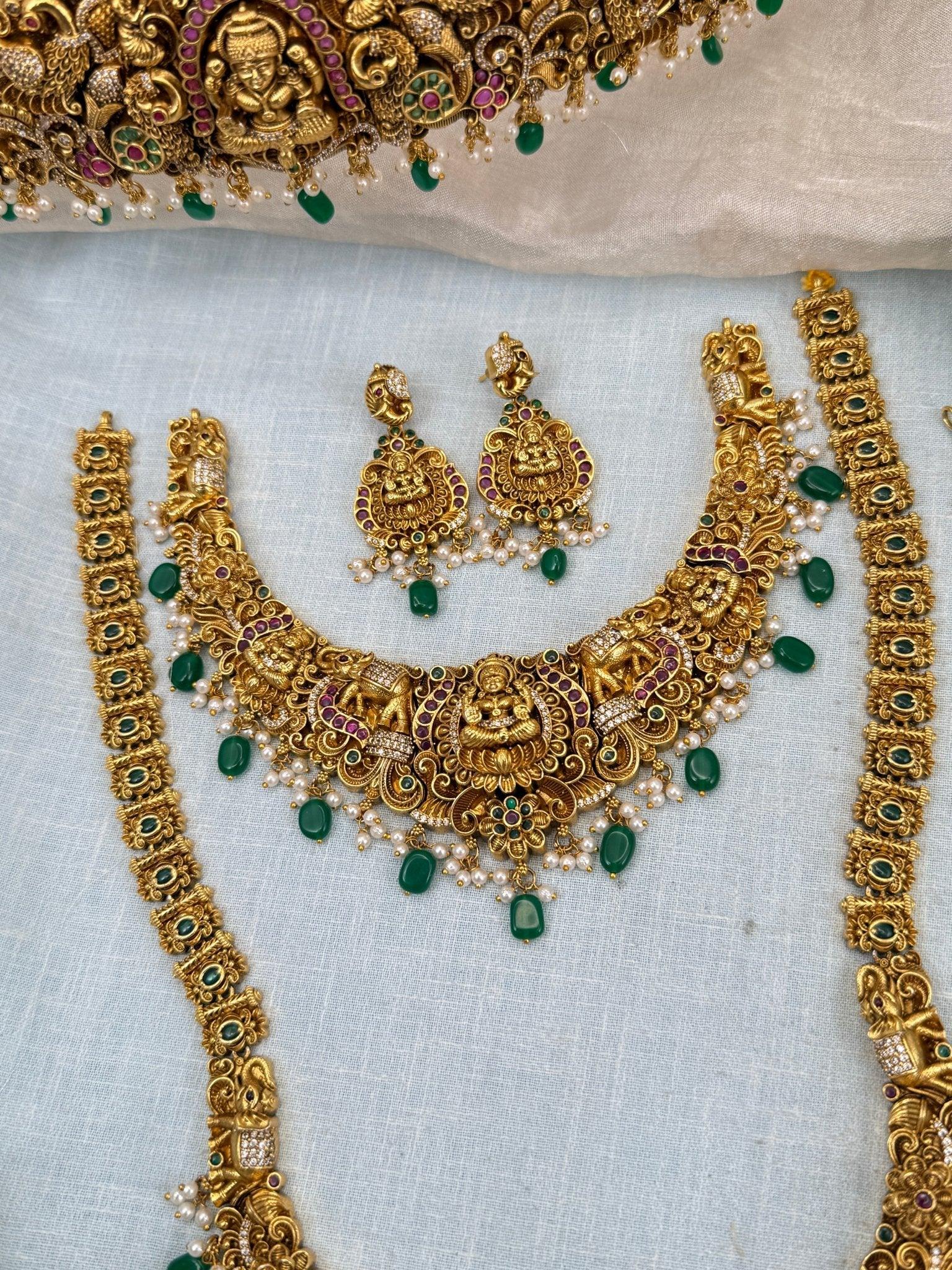Luxurious Antique Temple Full Necklace Set 987 - Mahilas