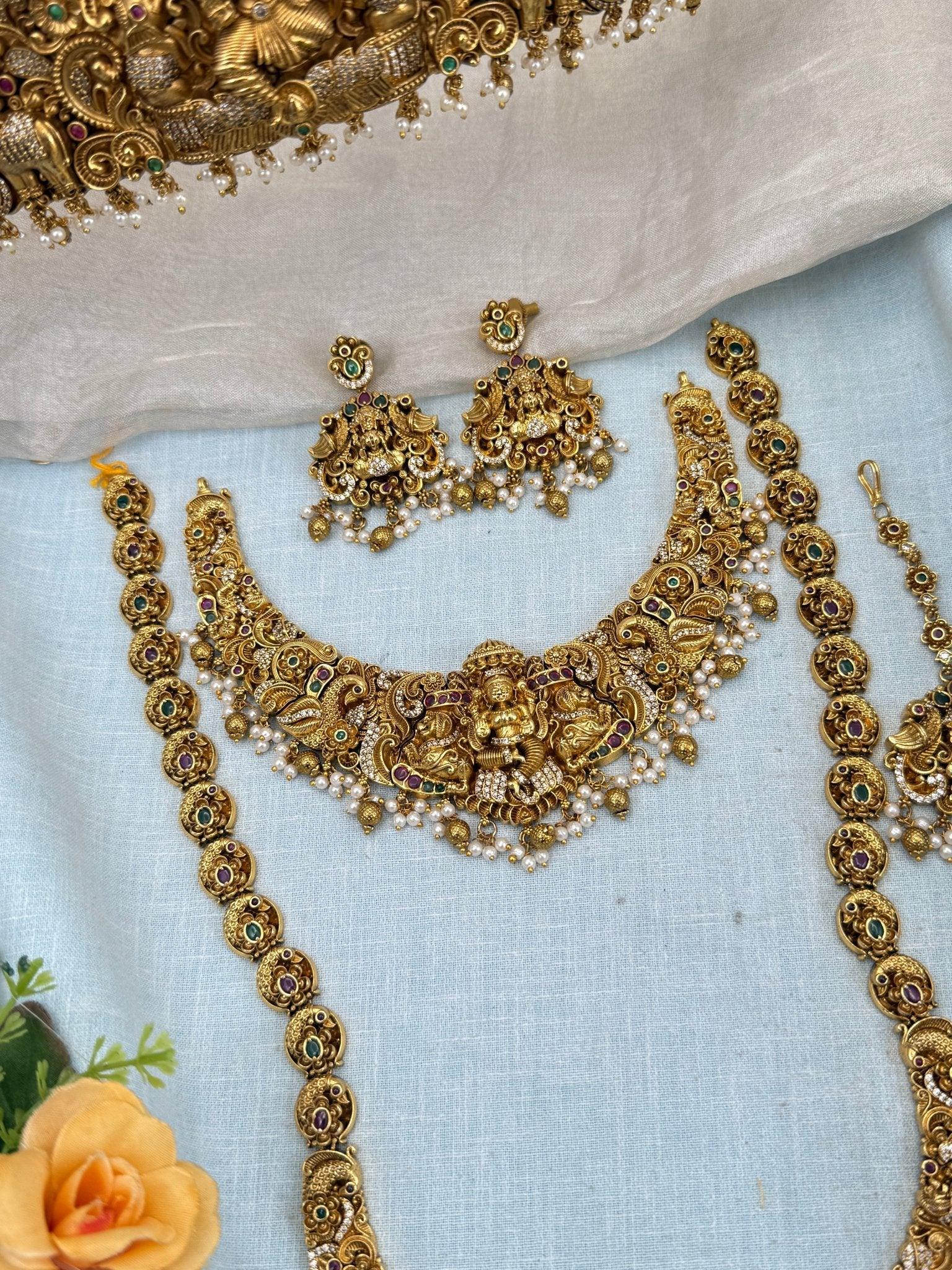 Luxurious Antique Temple Full Necklace Set 989 - Mahilas