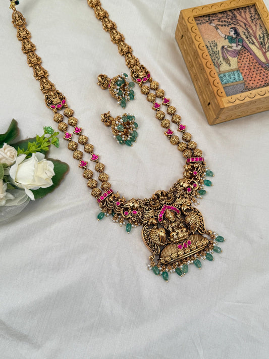 Luxurious Antique Temple Lakshmi Long Necklace Set 709 - Mahilas