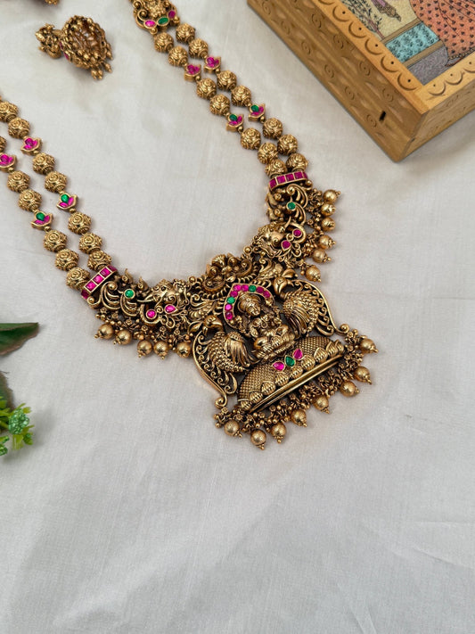Luxurious Antique Temple Lakshmi Long Necklace Set 710 - Mahilas