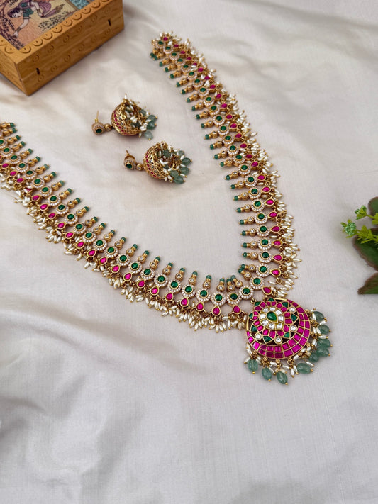 Luxurious Beautiful Jadau Kundan Long Necklace Set 537 - Mahilas