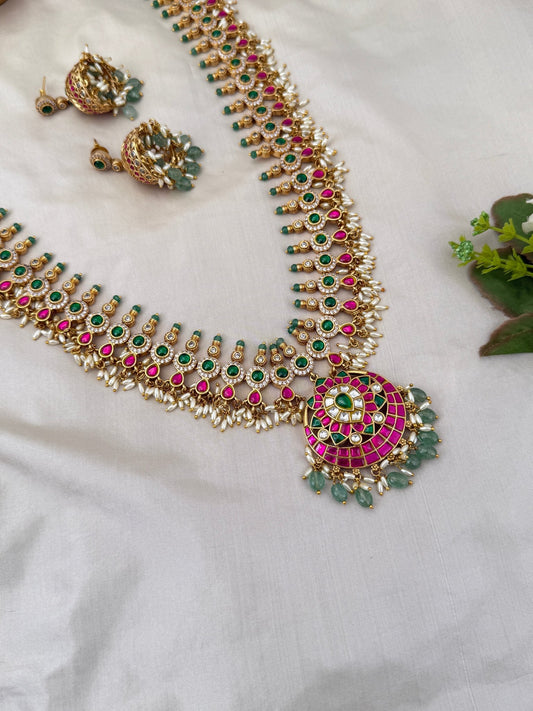 Luxurious Beautiful Jadau Kundan Long Necklace Set 537 - Mahilas