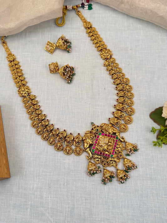 Luxurious Bridal Antique Jadau Long Necklace Set 739 - Mahilas