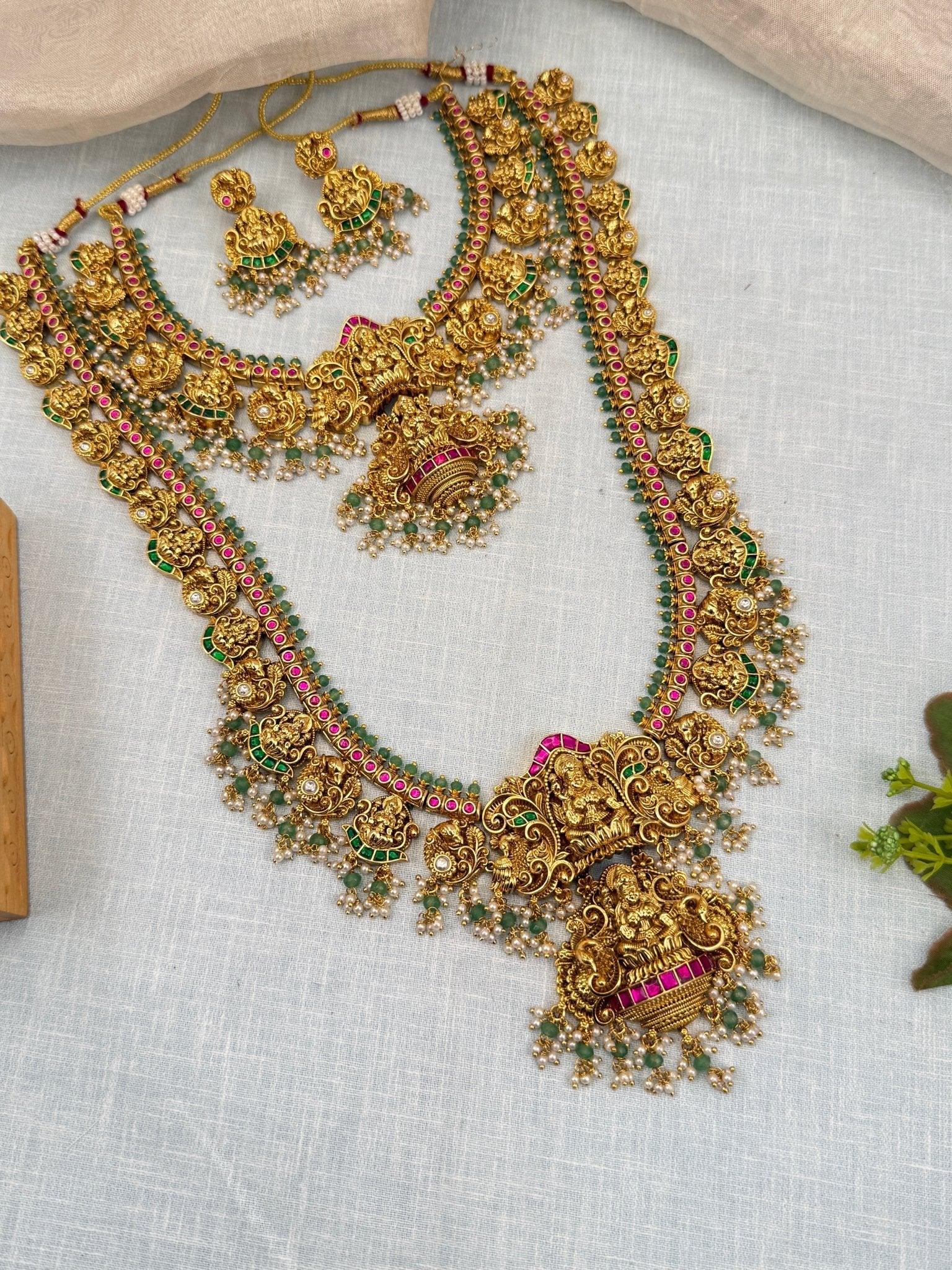 Luxurious Bridal Antique Jadau Necklace Set 738 - Mahilas