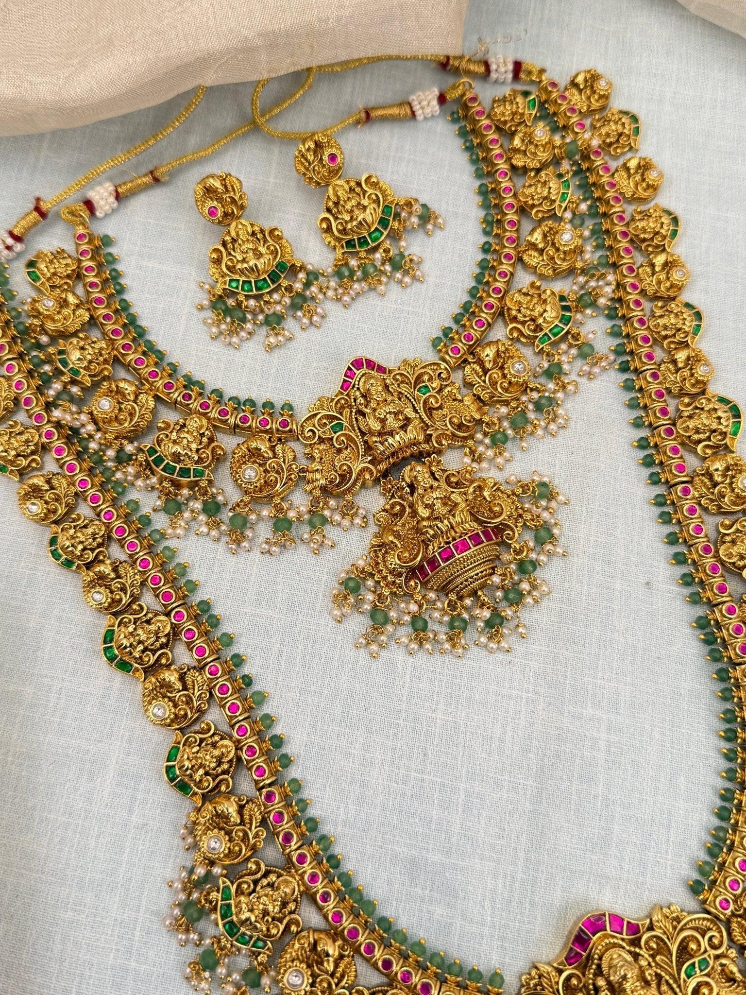 Luxurious Bridal Antique Jadau Necklace Set 738 - Mahilas