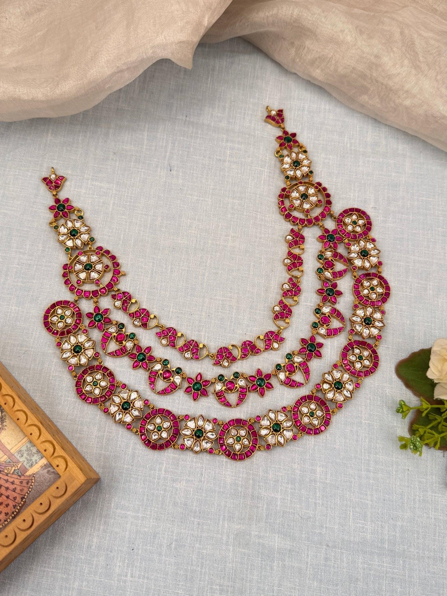 Luxurious Bridal Jadau Layer Necklace Set 558 - Mahilas