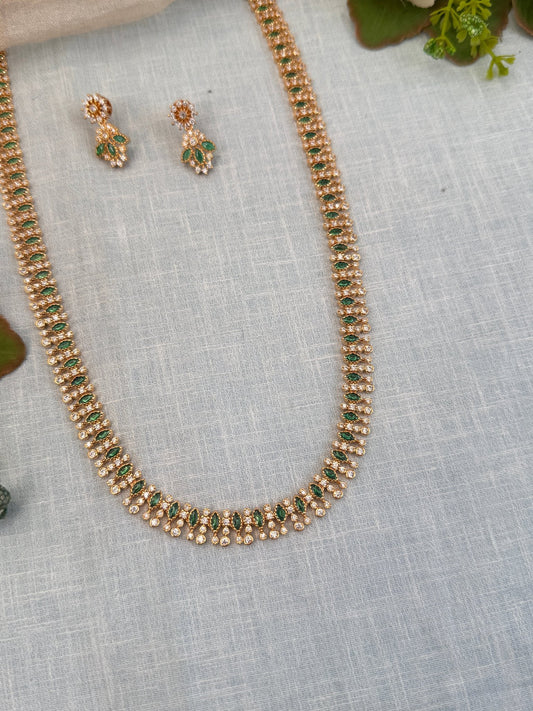 Luxurious Gold Stone Long Necklace Set 511 - Mahilas