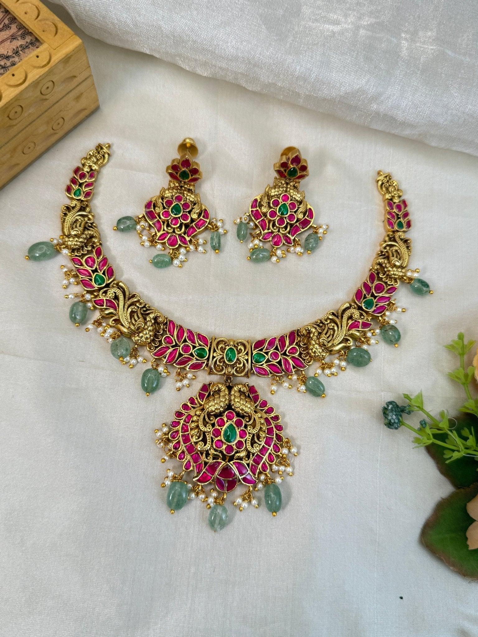 Luxurious Jadau Antique Hasli Necklace Set 849 - Mahilas