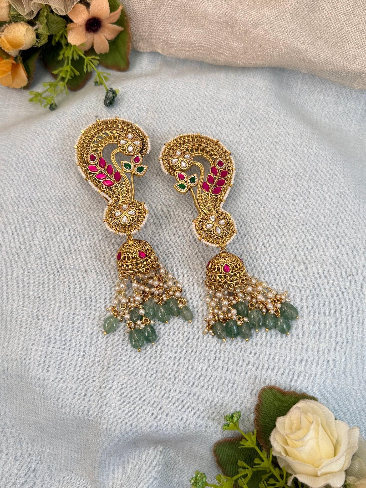 Luxurious Jadau Earcuff Jhumka Earring 0509 - Mahilas