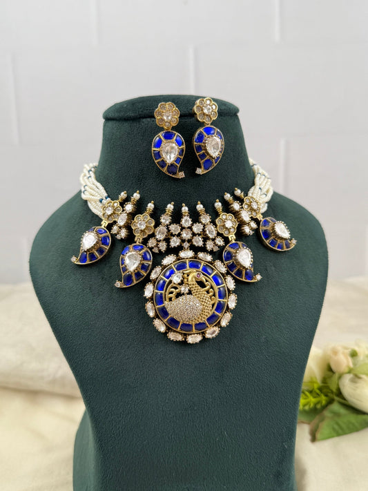 Luxurious Jadau Kundan Beads Choker Necklace 554 - Mahilas