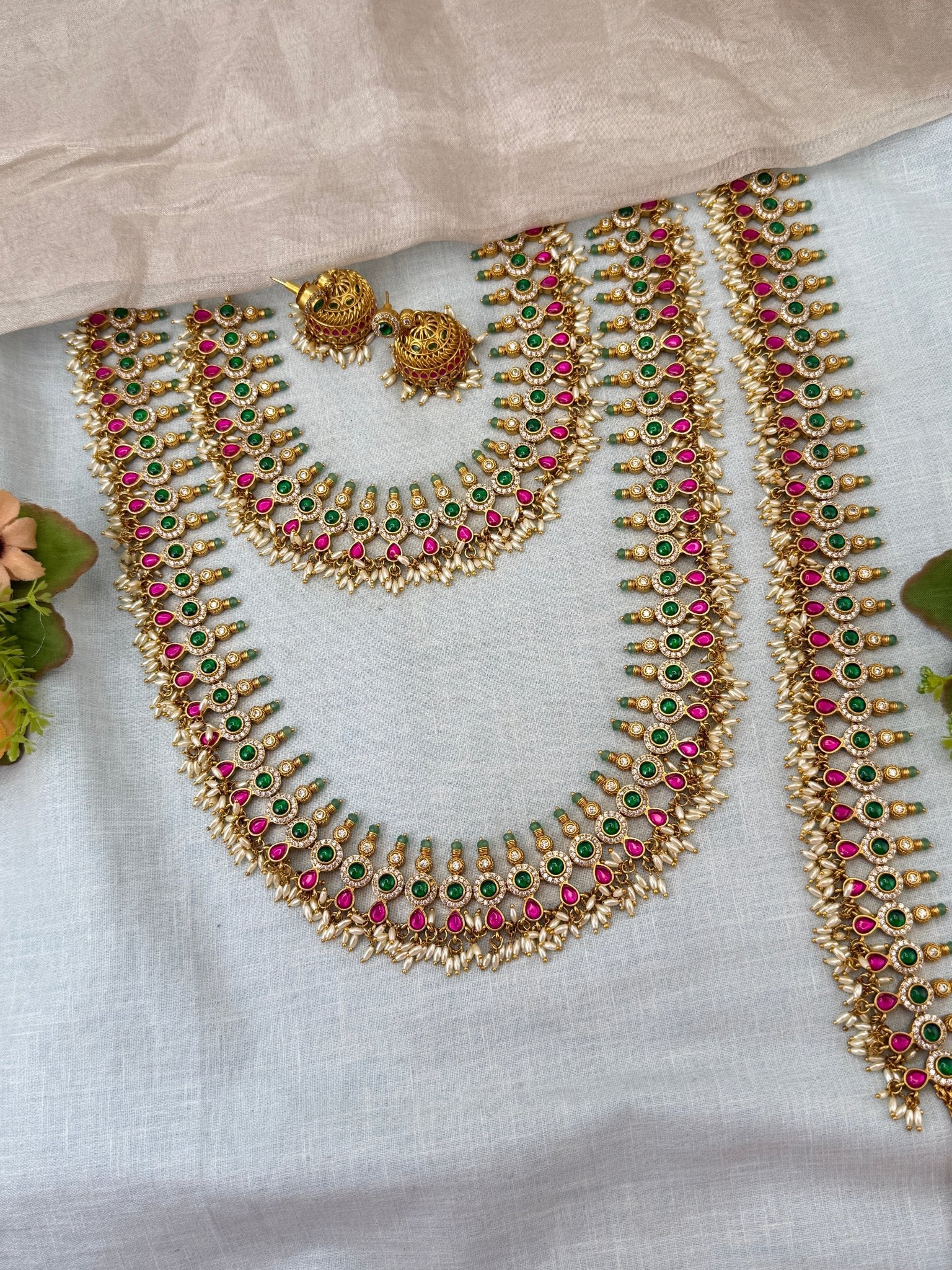 Luxurious Jadau Kundan Bridal Necklace Set 0987 - Mahilas