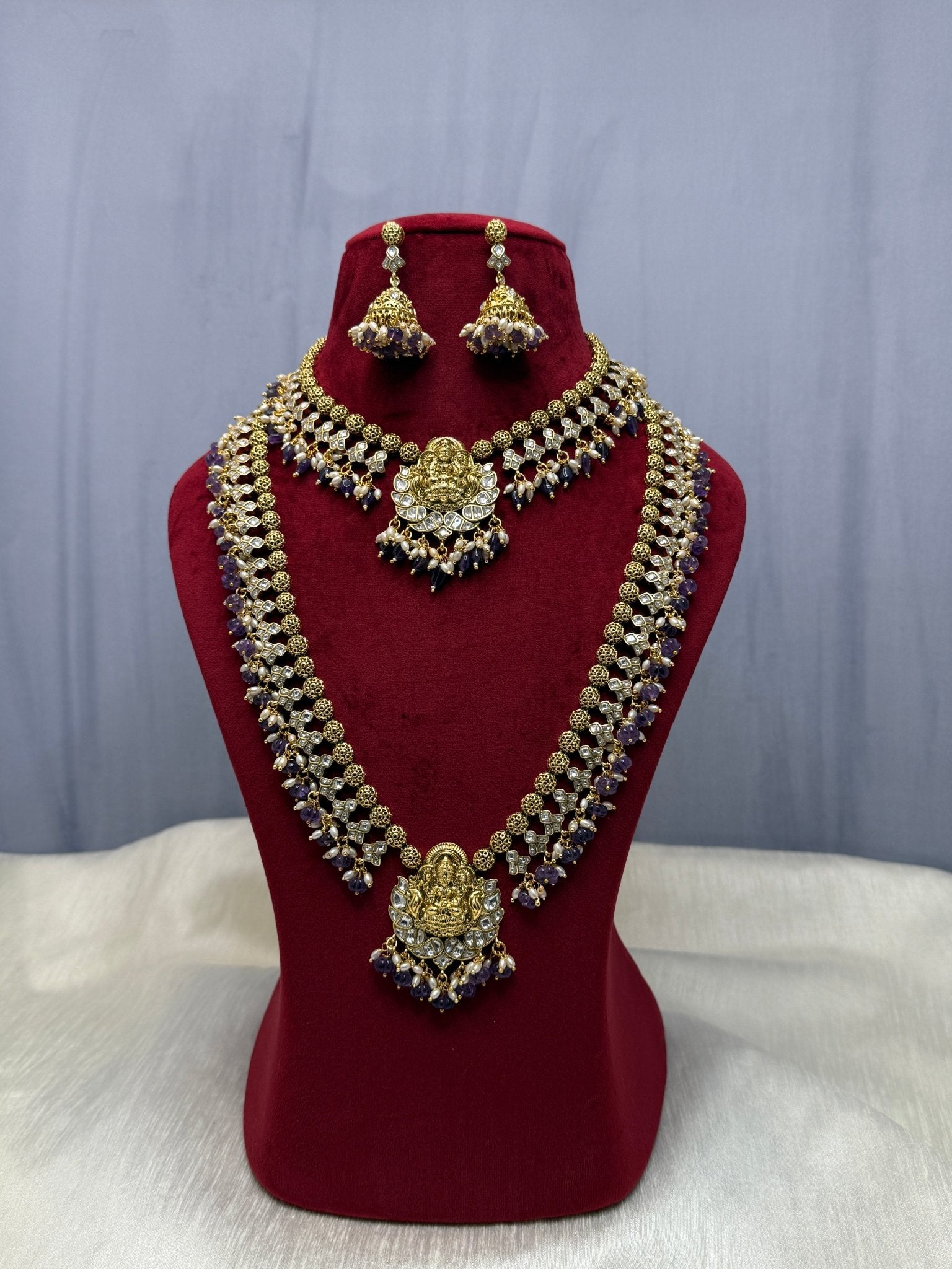 Luxurious Jadau Kundan Bridal Necklace Set 280 - Mahilas