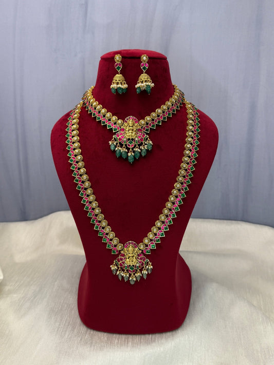 Luxurious Jadau Kundan Bridal Necklace Set 281 - Mahilas