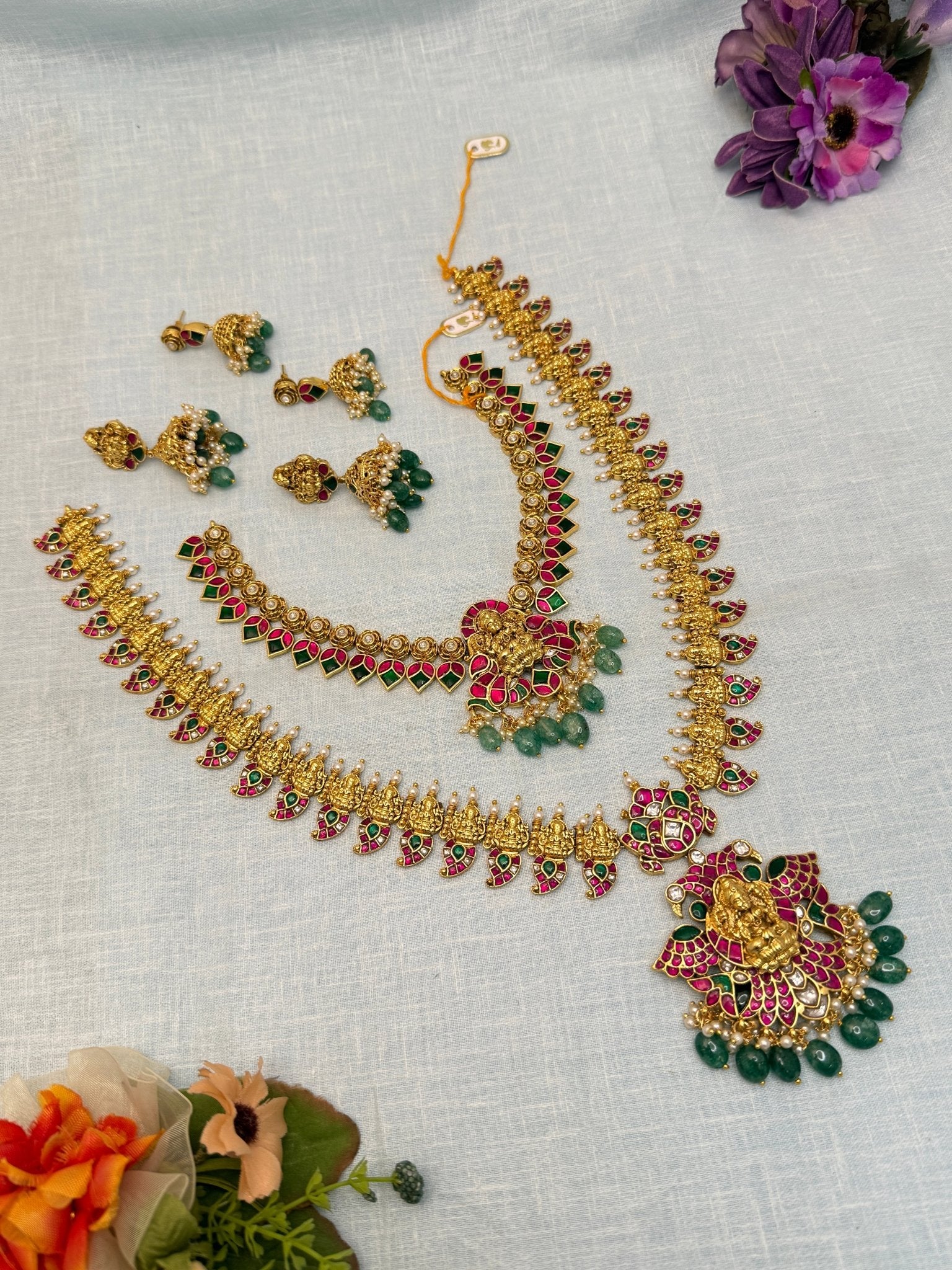 Luxurious Jadau Kundan Bridal Necklace Set 415 - Mahilas