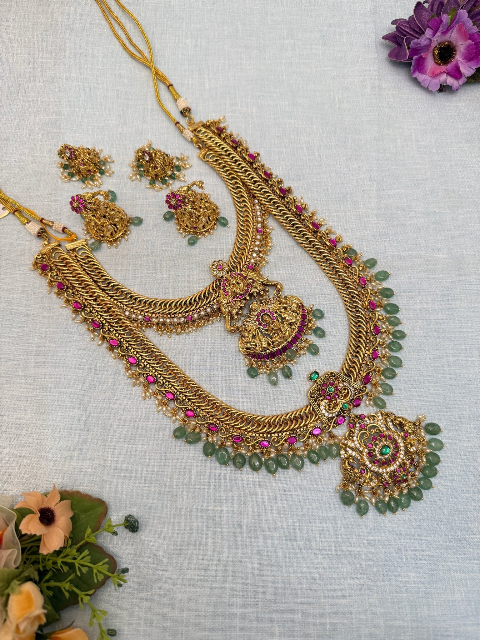 Luxurious Jadau Kundan Bridal Necklace Set 416 - Mahilas