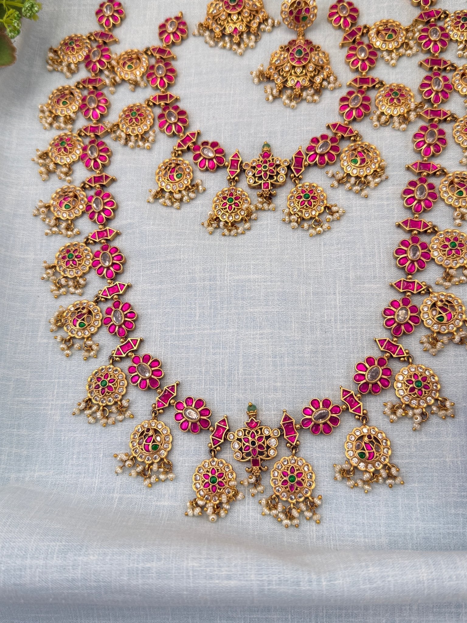 Luxurious Jadau Kundan Bridal Necklace Set 615 - Mahilas