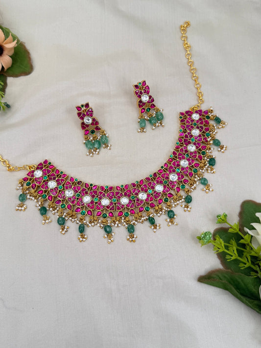 Luxurious Jadau Kundan Choker Necklace Set 551 - Mahilas