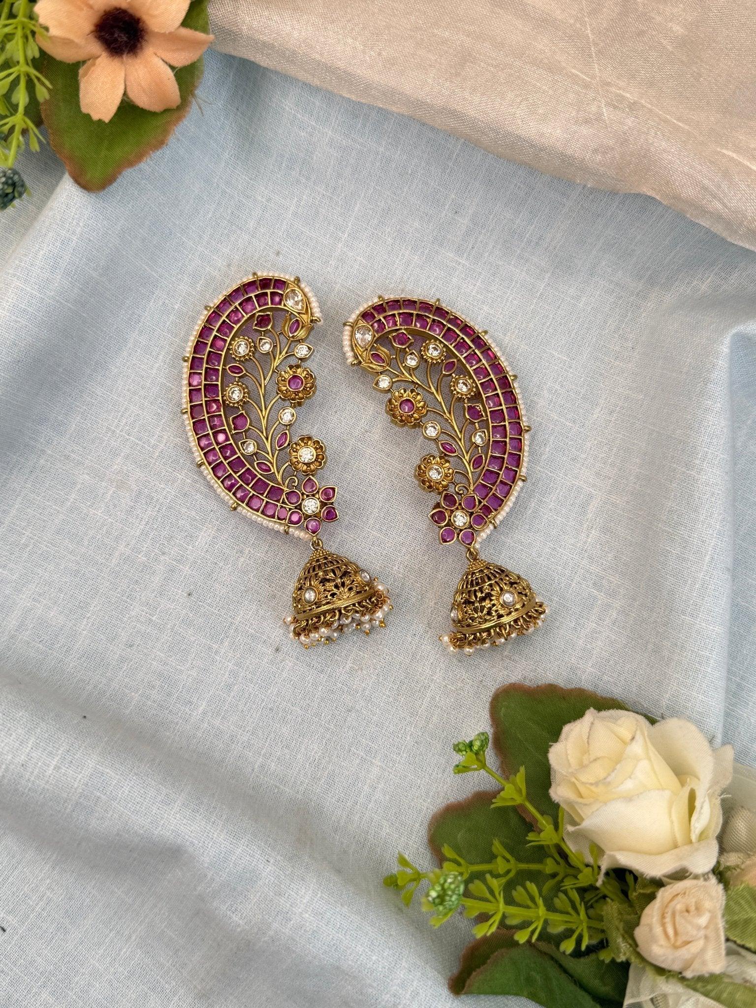 Luxurious Jadau Kundan Earcuff Earrings 0503 - Mahilas