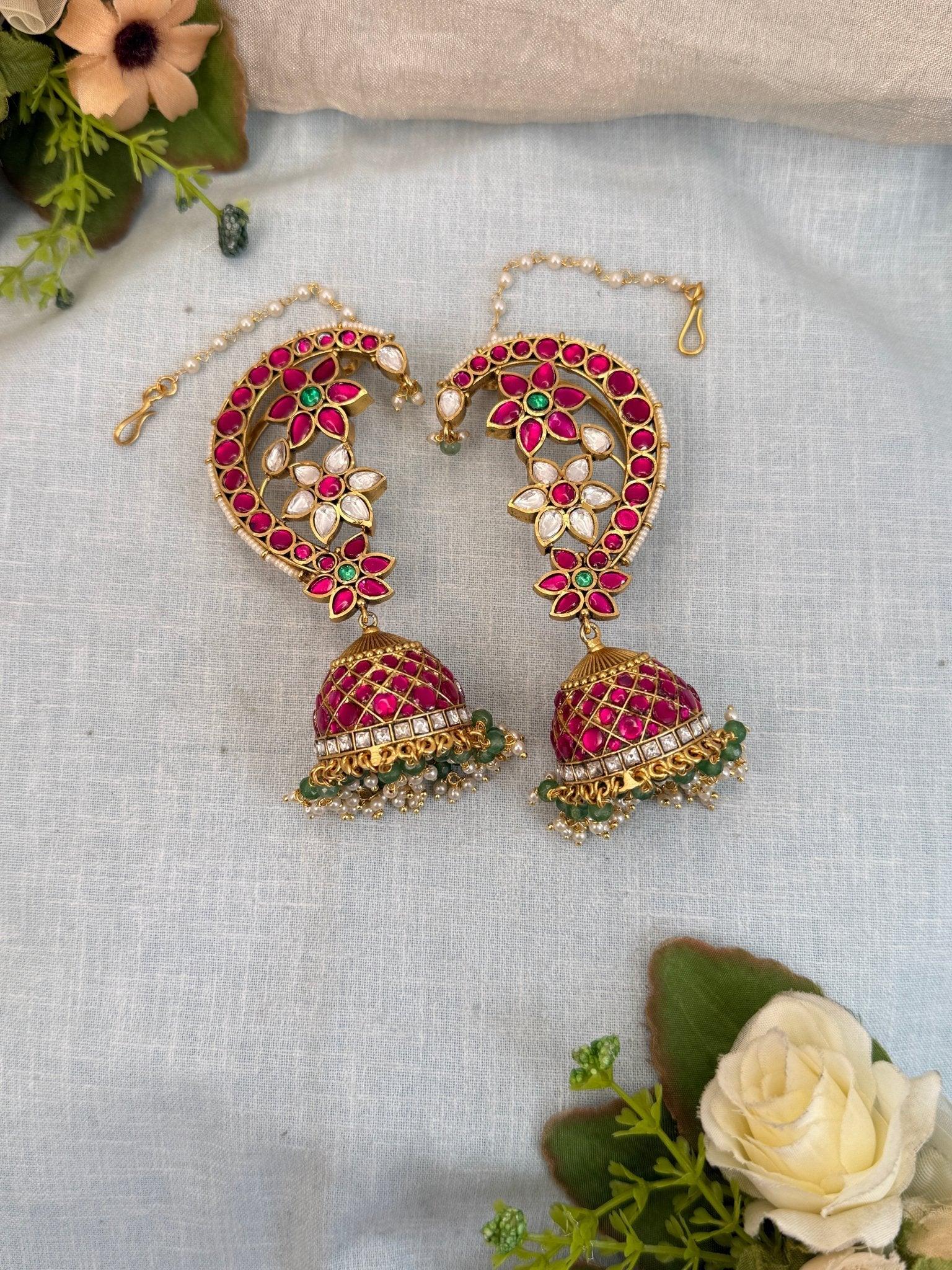 Luxurious Jadau Kundan Earcuff Jhumka Earring 0511 - Mahilas