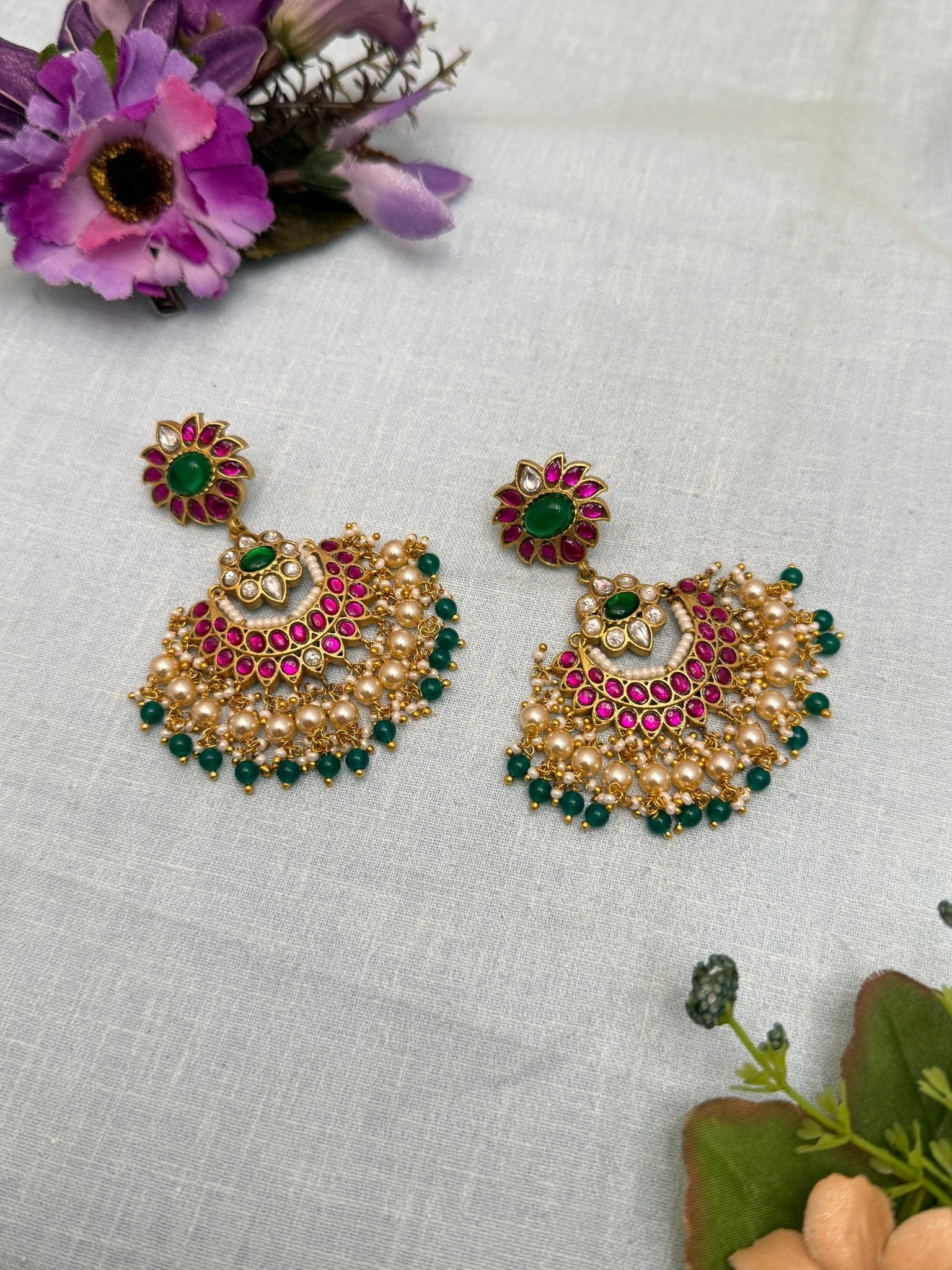 Luxurious Jadau Kundan Earrings 1214 - Mahilas