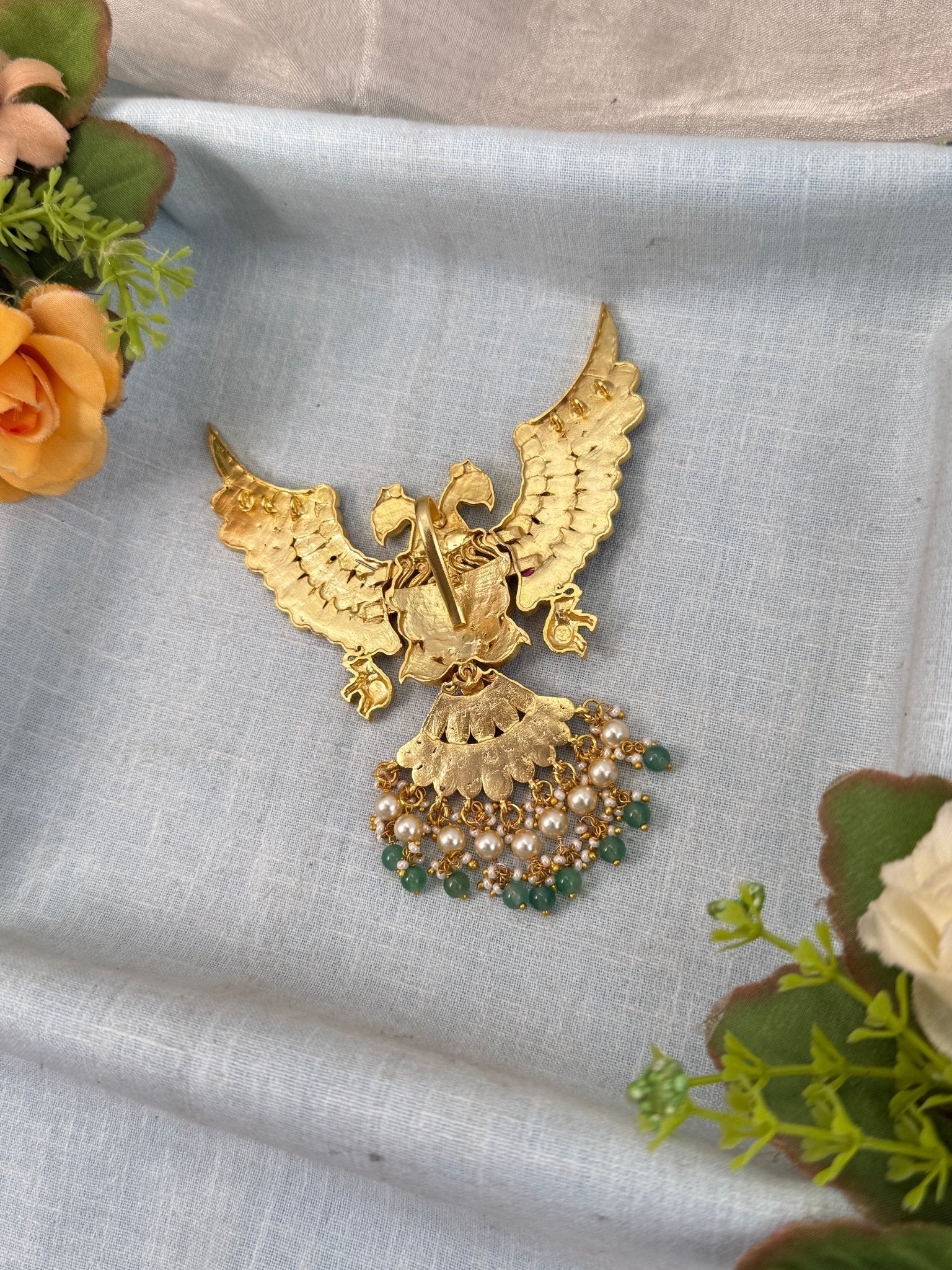 Luxurious Jadau Kundan Gandaberunda Pendant 316 - Mahilas