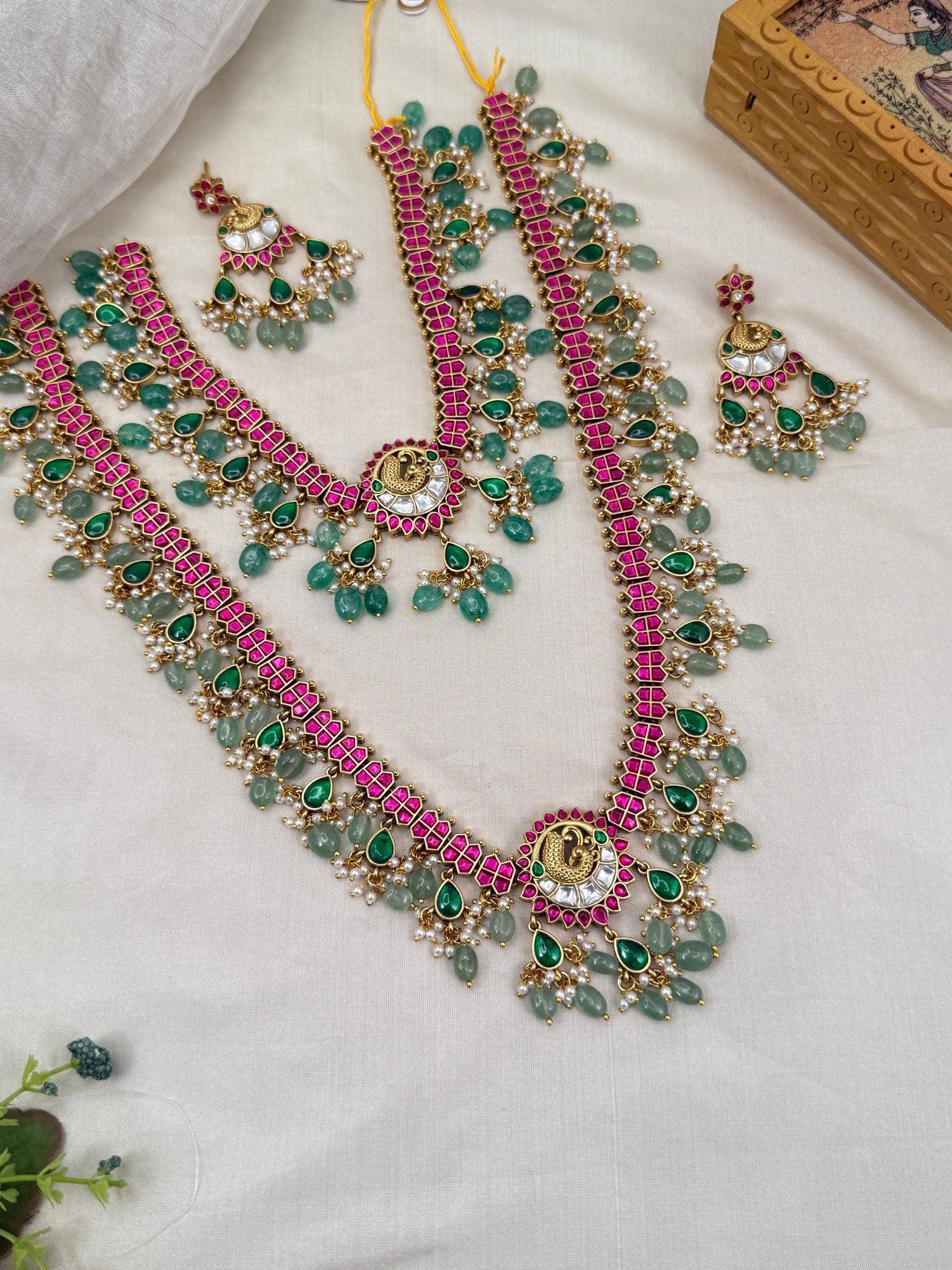 Luxurious Jadau Kundan Guttapusalu Bridal Necklace Set 562 - Mahilas