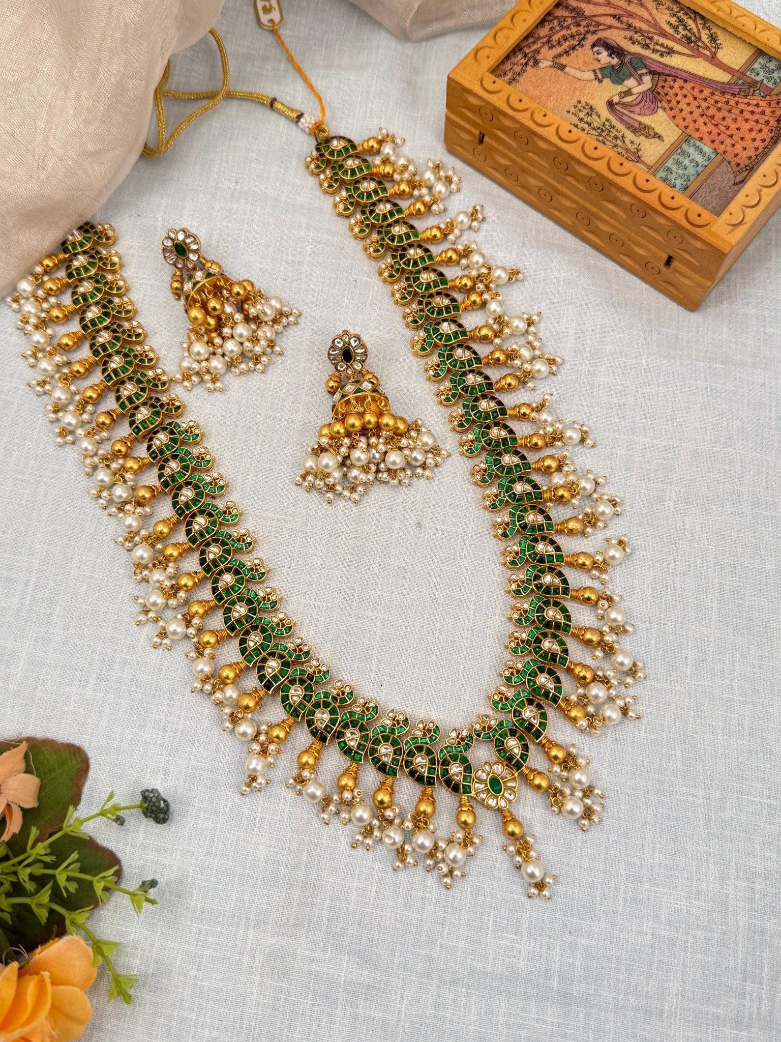 Luxurious Jadau Kundan Guttapusalu Long Necklace Set 560 - Mahilas
