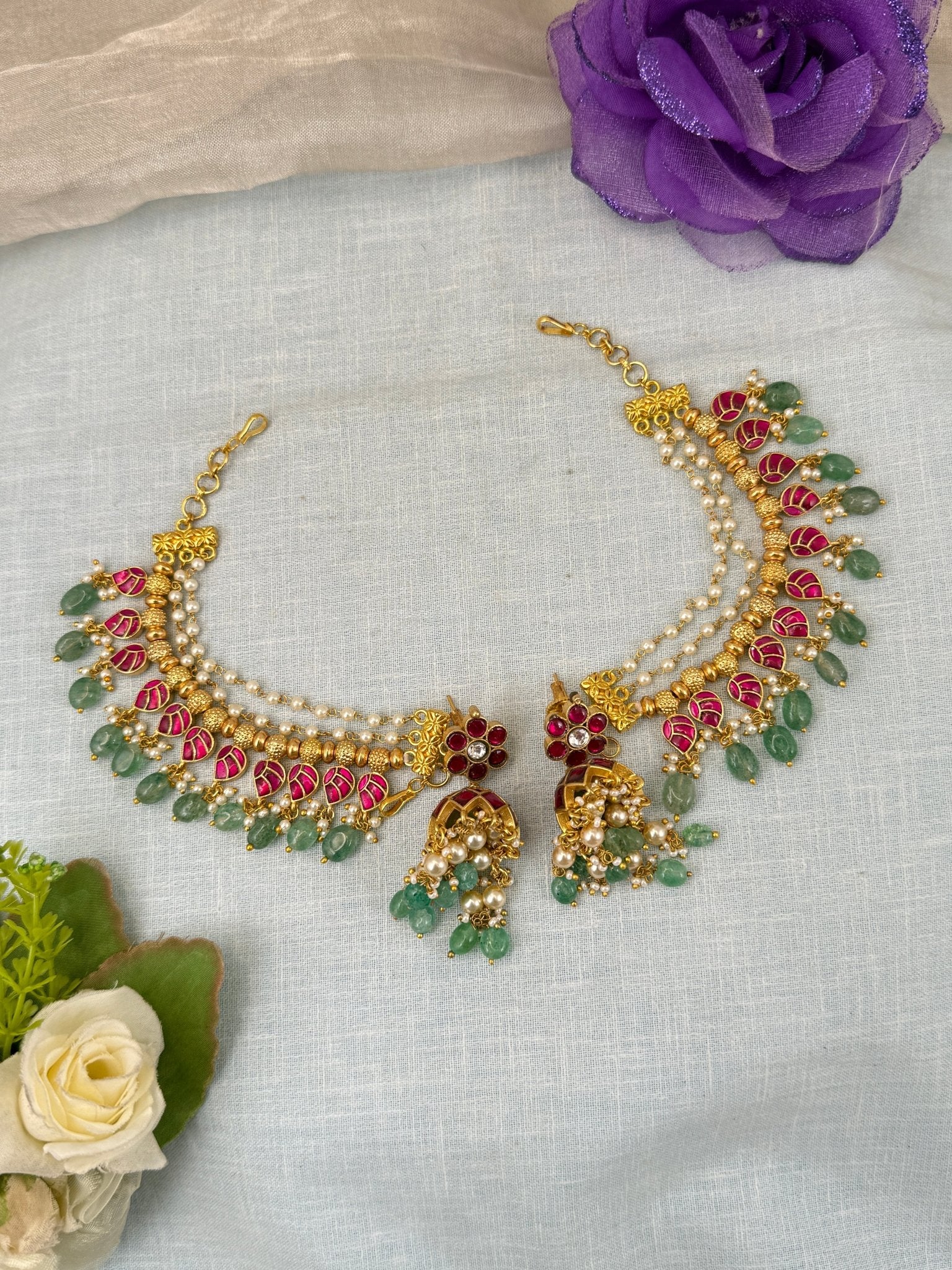 Luxurious Jadau Kundan Jhumka With Maatal 0581 - Mahilas