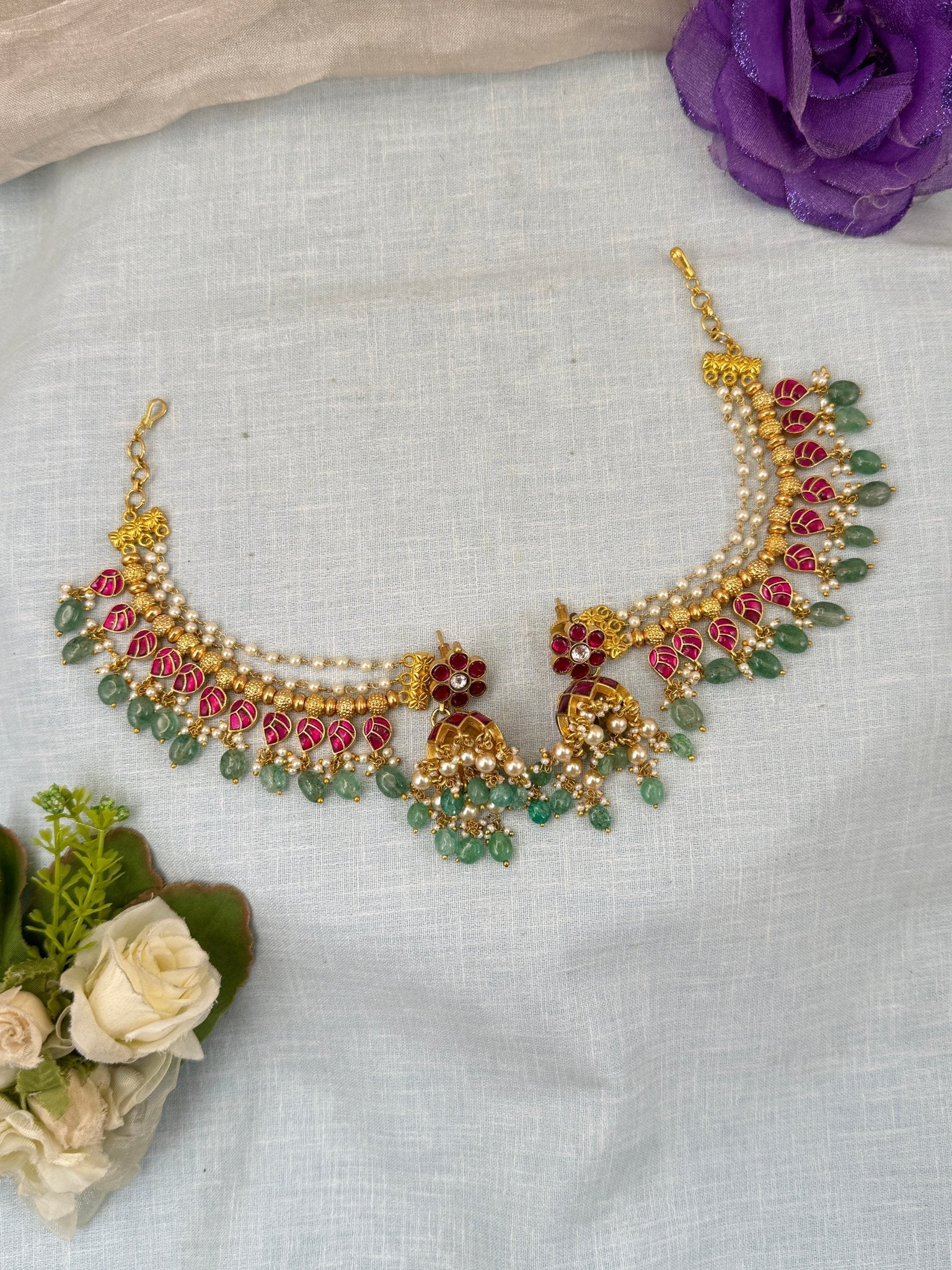 Luxurious Jadau Kundan Jhumka With Maatal 0581 - Mahilas