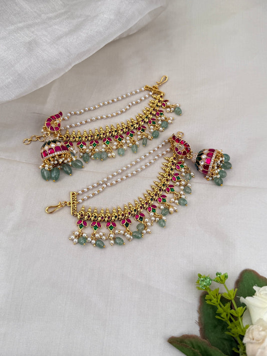 Luxurious Jadau Kundan Jhumka with Maatal 1319 - Mahilas