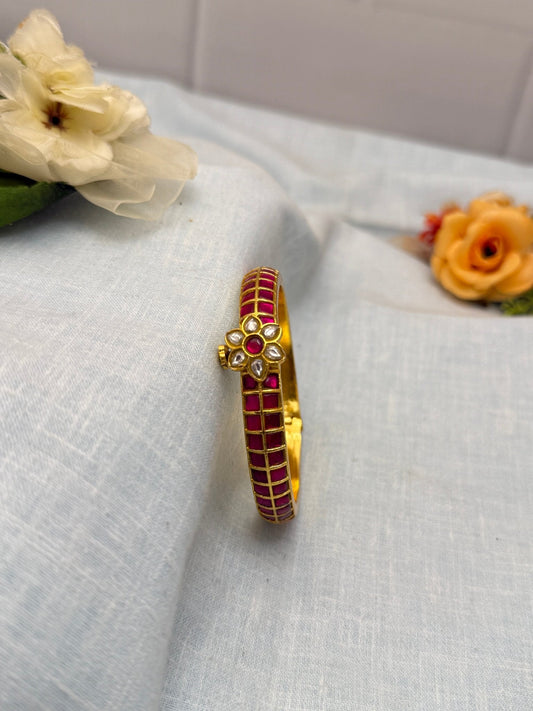 Luxurious Jadau Kundan Kada Bangle Design 1098 - 3 Colors - Mahilas