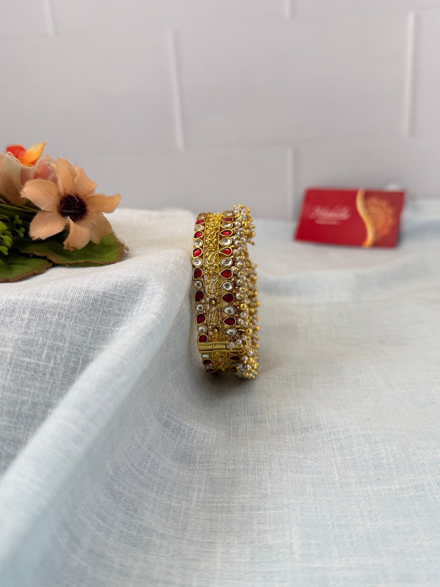 Luxurious Jadau Kundan Kada Openable Bangle 1170 - Mahilas