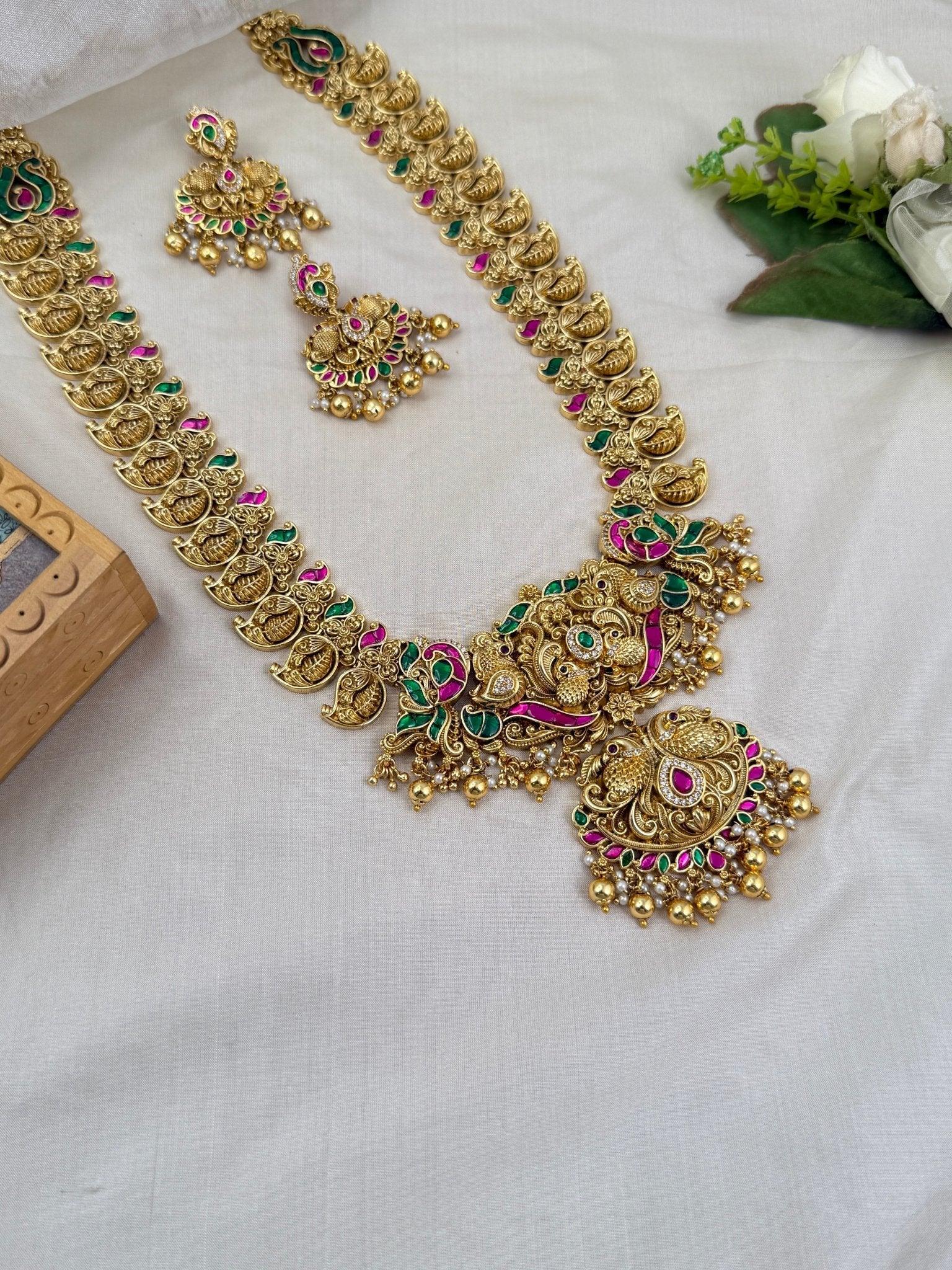 Luxurious Jadau Kundan Long Necklace Set 546 - Mahilas