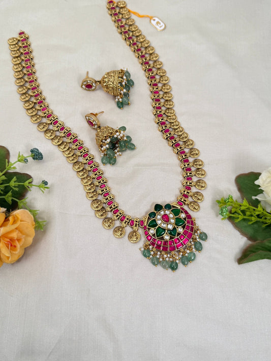 Luxurious Jadau Kundan Long Necklace Set 549 - Mahilas