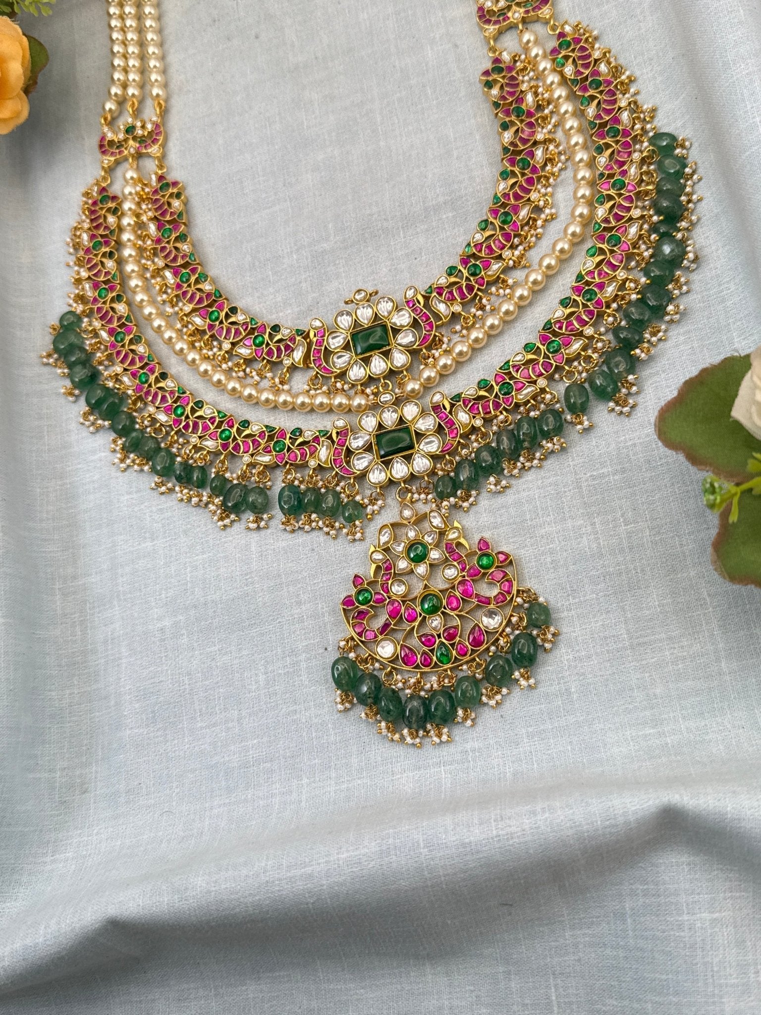 Luxurious Jadau Kundan Long Necklace Set 654 - Mahilas