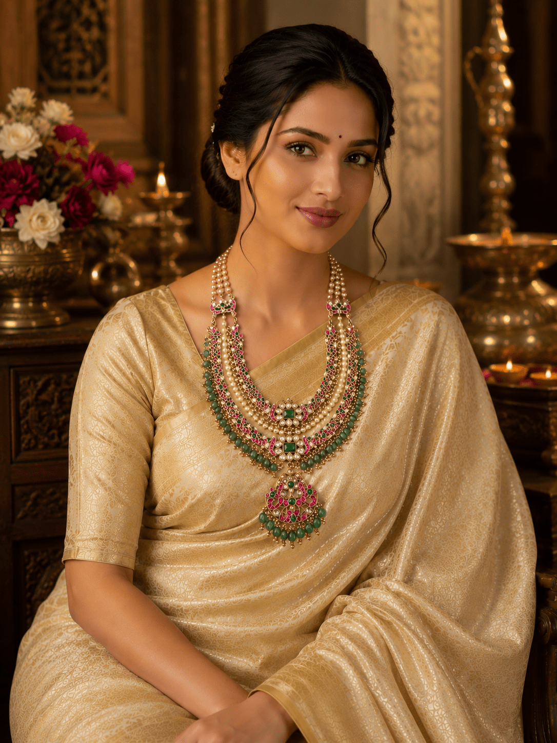 Luxurious Jadau Kundan Long Necklace Set 654 - Mahilas