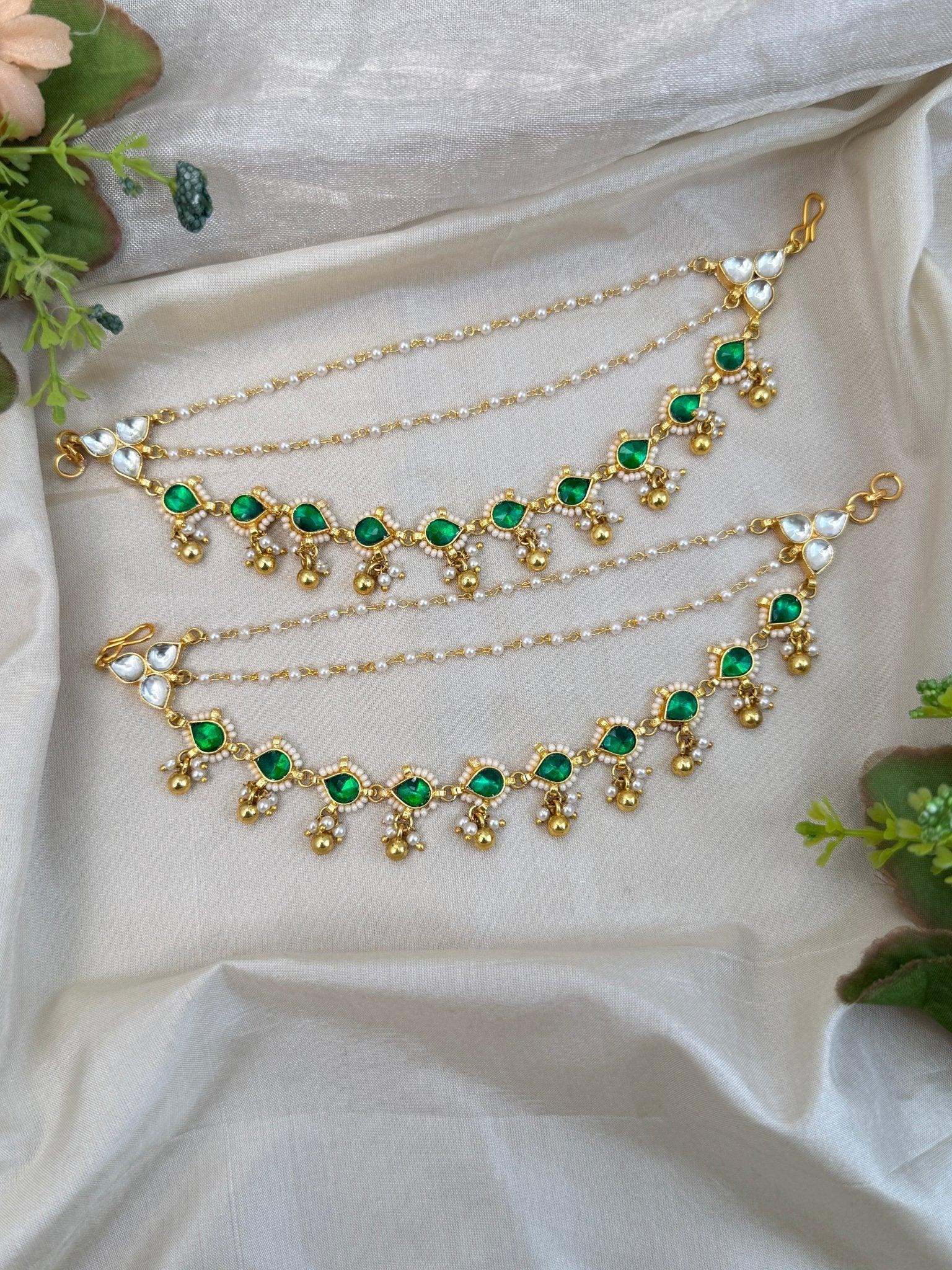 Luxurious Jadau Kundan Maatal Earchain 281 - Mahilas